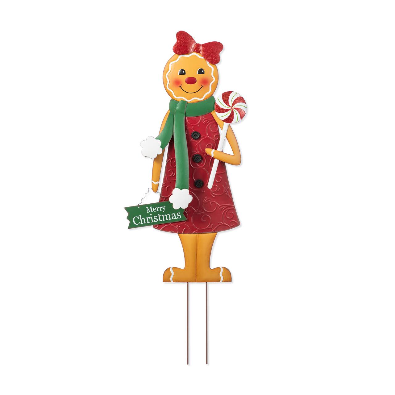 Glitzhome® 36" Metal Christmas Gingerbread Man Yard Stake